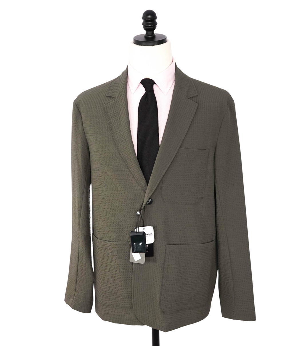 $895 EMPORIO ARMANI - Dark Green Seersucker Blazer - 40